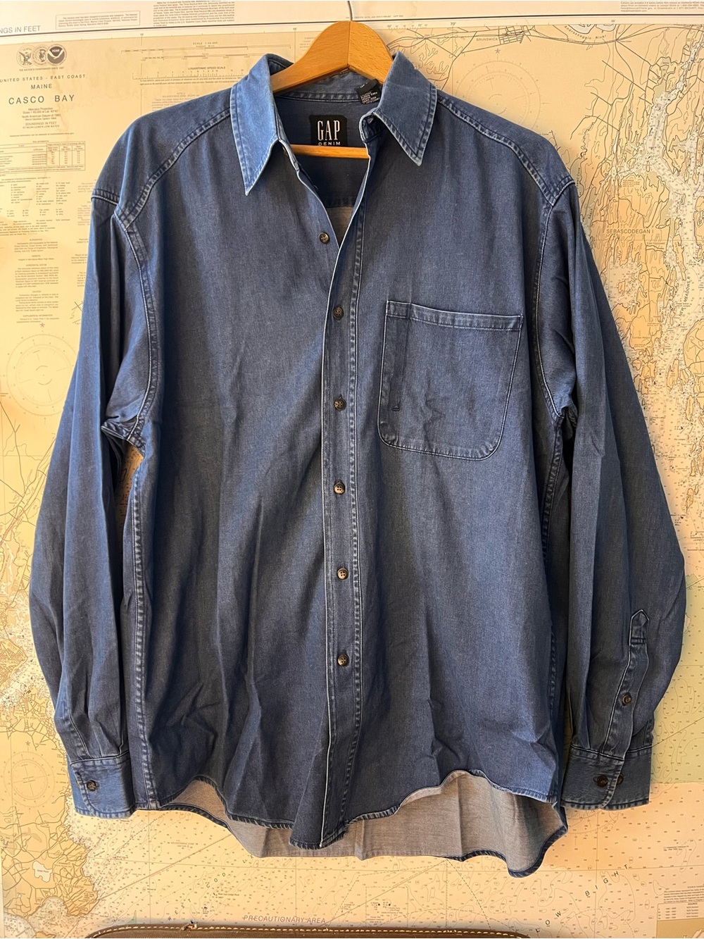 Vintage Gap Soft Denim Long Sleeve Button-Up Button-Down Men's M